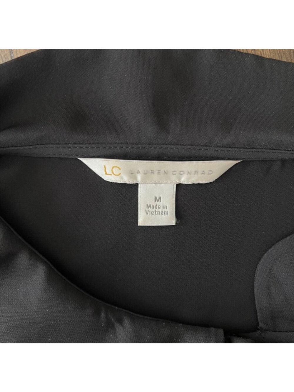 LC Lauren Conrad Black Chiffon Peter Pan Collar 3D Bow Blouse Coquette Medium - Picture 8 of 14